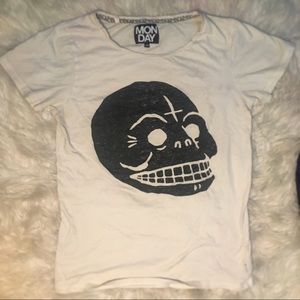 Cheap Monday™️ Skull w/ Upside-down Cross T-Shirt